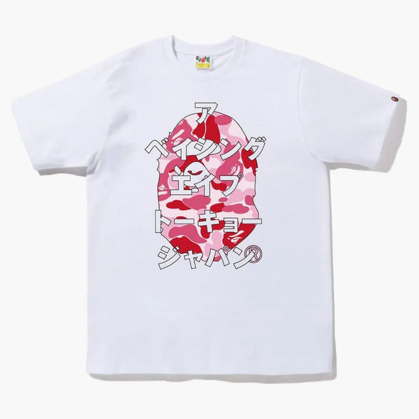 Bape Abc Camo Japanese Letters Tea White Pink