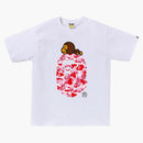Bape Abc Camo Milo On Big Ape Tee (ss25) White/pink