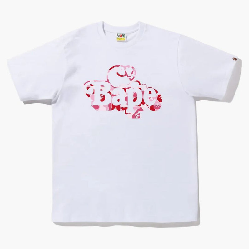 BAPE ABC CAMO MILO ON BAPE TEE WHITE PINK