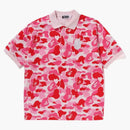 Bape Abc Camo Pile Jacquard Relaxed Fit Polo Shirt Pink