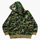 BAPE ABC Camo Rayon Relaxed Fit Shark Full Zip Hoodie Green