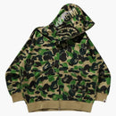 BAPE ABC Camo Rayon Relaxed Fit Shark Full Zip Hoodie Green