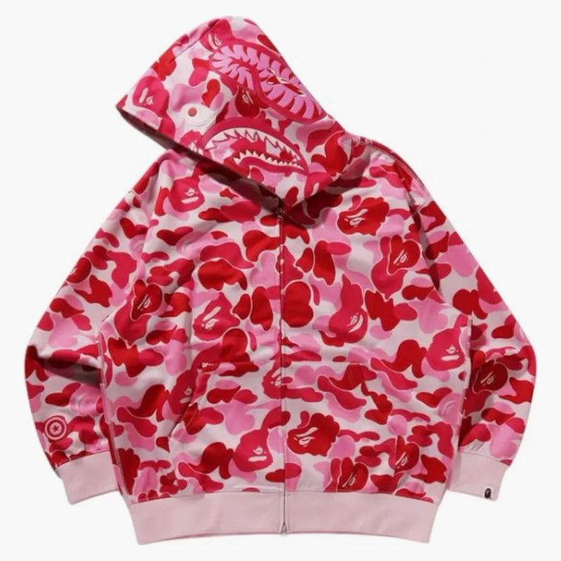 BAPE ABC Camo Rayon Relaxaded Fit Shark Full Zip Hoodie Pink