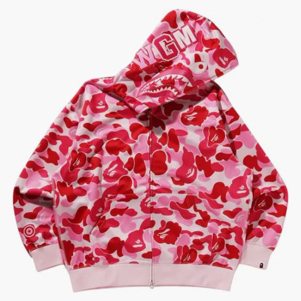 BAPE ABC Camo Rayon Relaxaded Fit Shark Full Zip Hoodie Pink