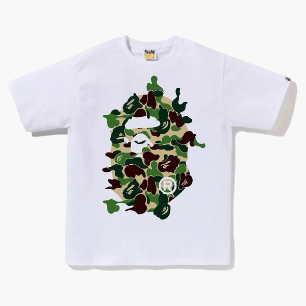BAPE ABC CAMO přestavět velké lidoopské hlavy Tee White/Green