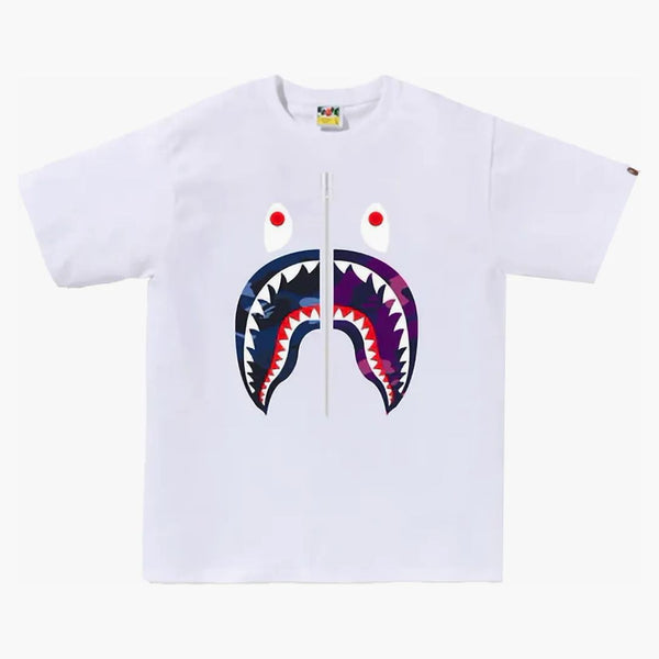 BAPE ABC CAMO přestavění žraloka Tee White/Blue