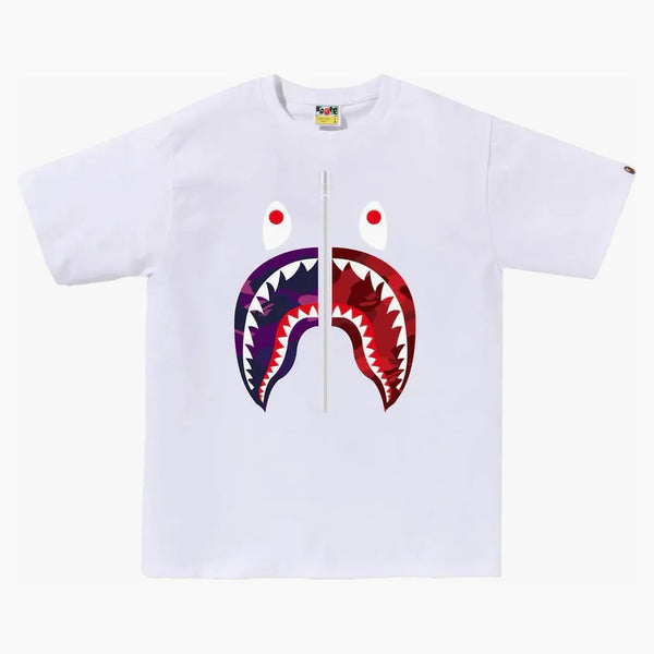BAPE ABC CAMO přestavět žralok tee bílé/fialové