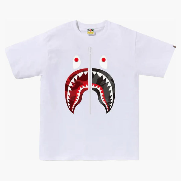 BAPE ABC CAMO přestavět žralok tee bílé/červené