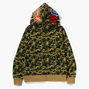 Bape Abc Camo Separate Shark Full Zip Hoodie Green