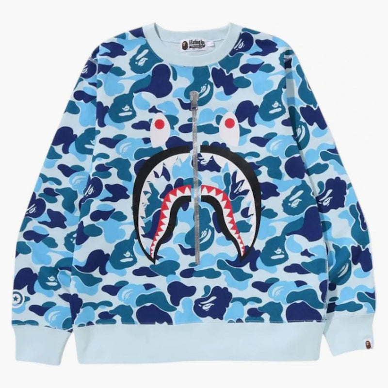 Mikina BLIKA BOLY BAPE ABC CAMO SHARK Crewneck Blue