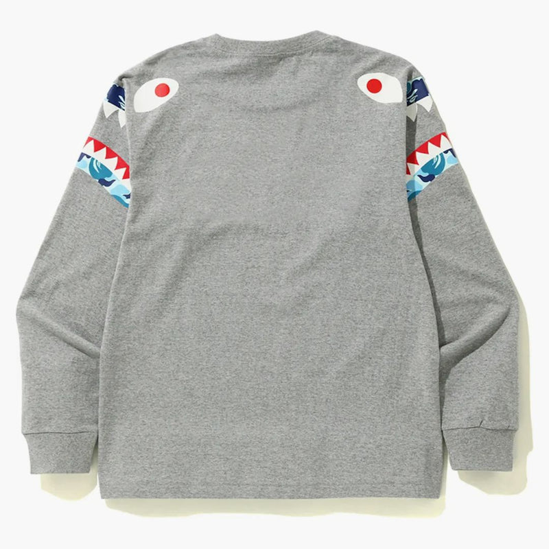 BAPE ABC CAMO THARK SOMBRO L/S TEA GRIA/AZUL