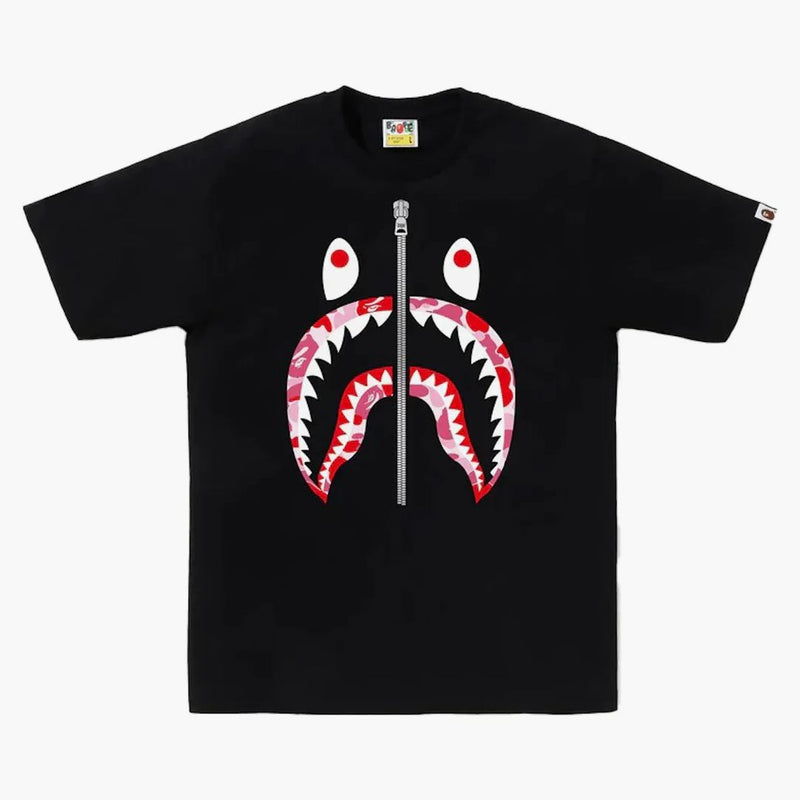Bape Abc Camo Shark Tee Black/pink/silver