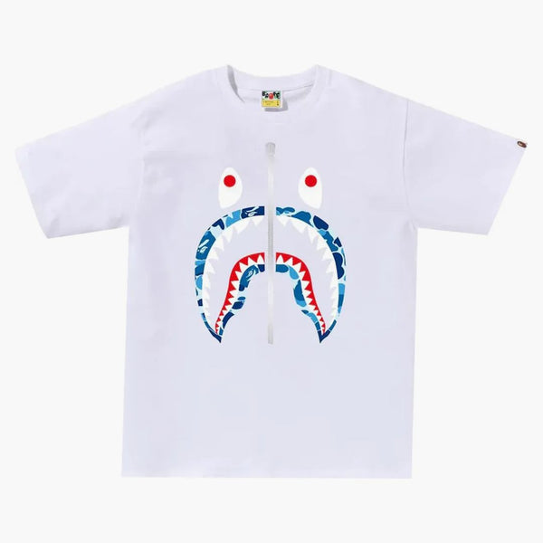 Bape Abc Camo Shark Tee White/Blue/Silver