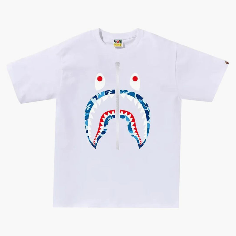 Bape Abc Camo Shark Tee White/Blue/Silver