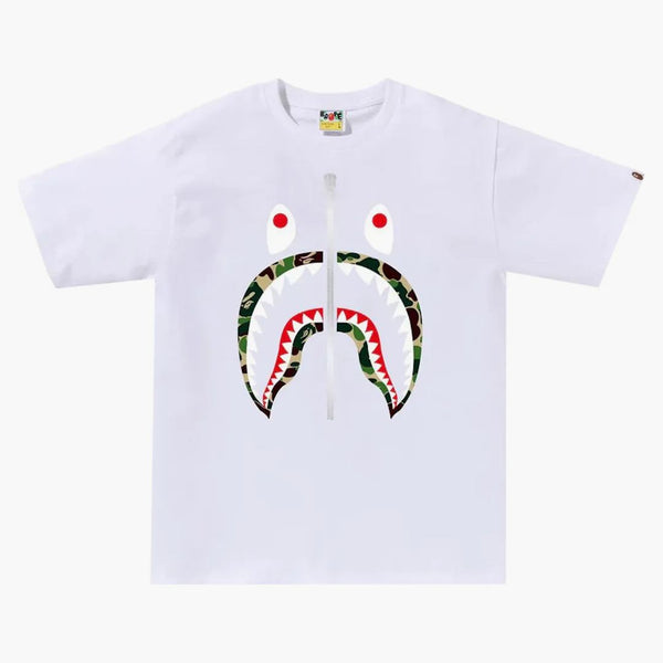 Bape Abc Camo Shark Tee White/Green/Silver