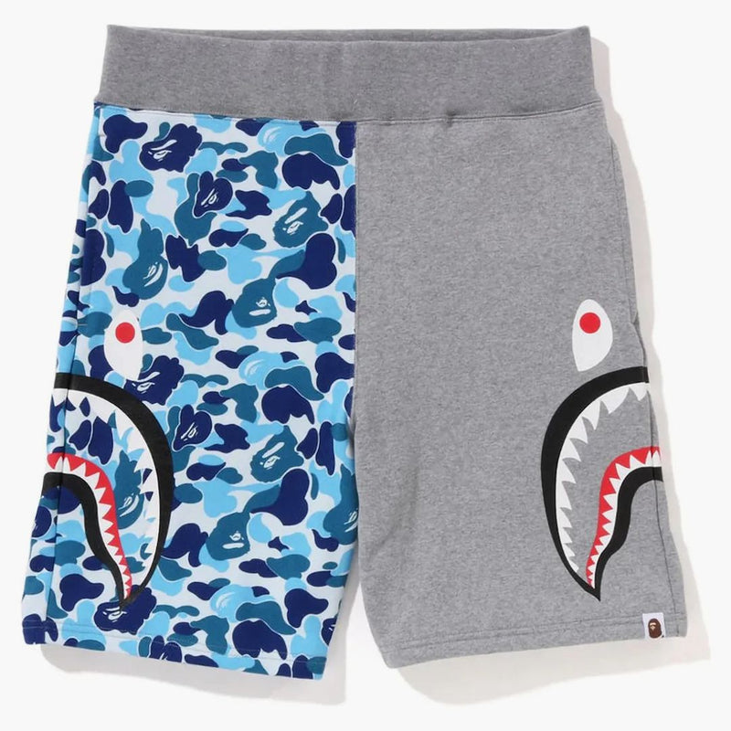 Bape Abc Camo Side Shark Sweat Shorts Blue/Grey