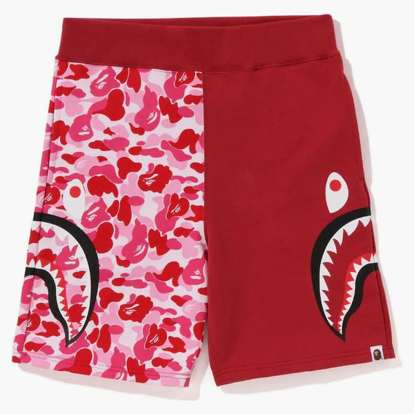 Bape Abc Camo Side Shark Sweat Shorts Pink/Red
