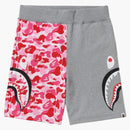 Bape Abc Camo Side Shark Sweat Shorts Pink