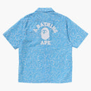 Bape ABC Sea Surface Camo Open Collar S/S Shirt Blue