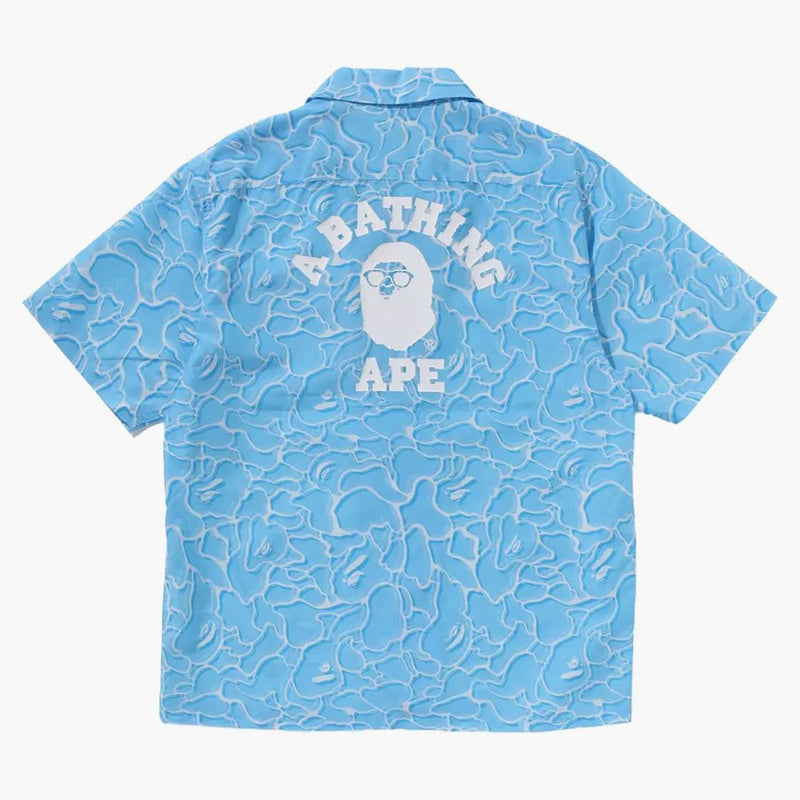 Bape ABC Sea Surface Camo Open Collar S/S Shirt Blue