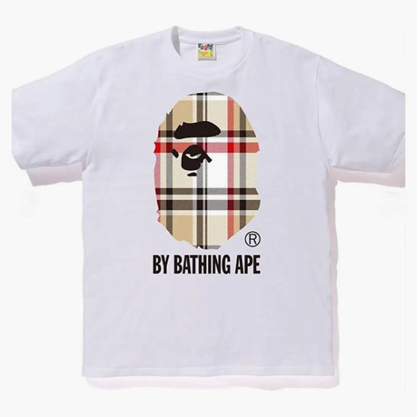Bape A Bathing Ape Check By Bathing Tee White/beige