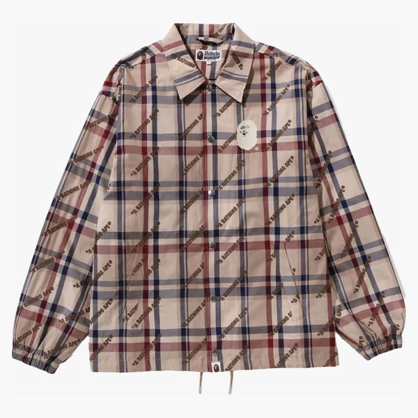 Bape a bathing ape logo check pattern coach jacket beige