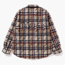 Bape a bathing ape logo check pattern padded flannel shirt jacket beige