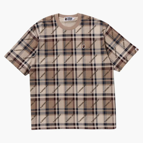 Bape a koupací lidoop logo Check vzorec čaj beige