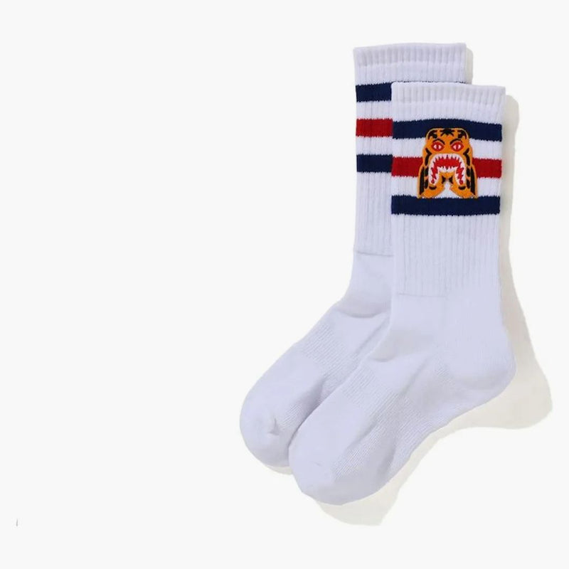 Bape a koupací lidoopy muži tygří ponožky bílé
