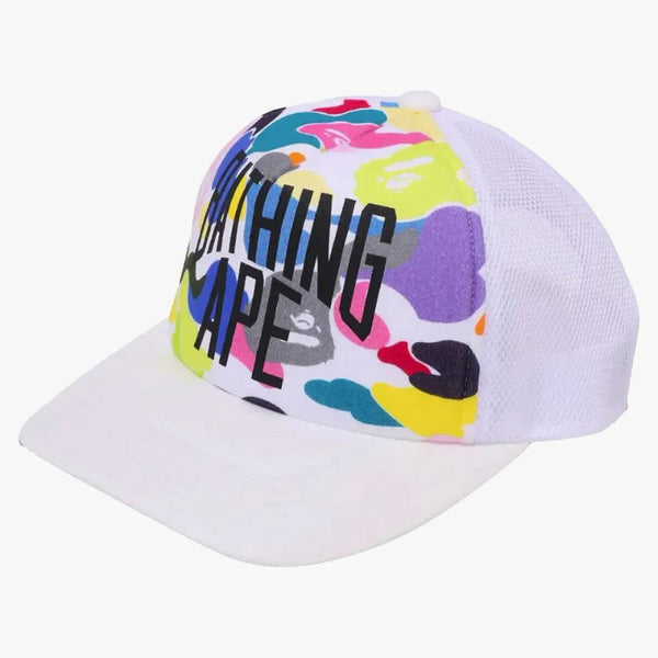 Bape a Bathing Ape Multi Camo NYC Logo Mesh Cap White