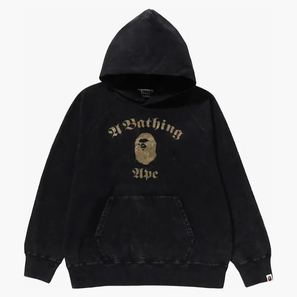 BAPE A Bathing Ape Overdye Pullover Relaxed Fit Hoodie Black