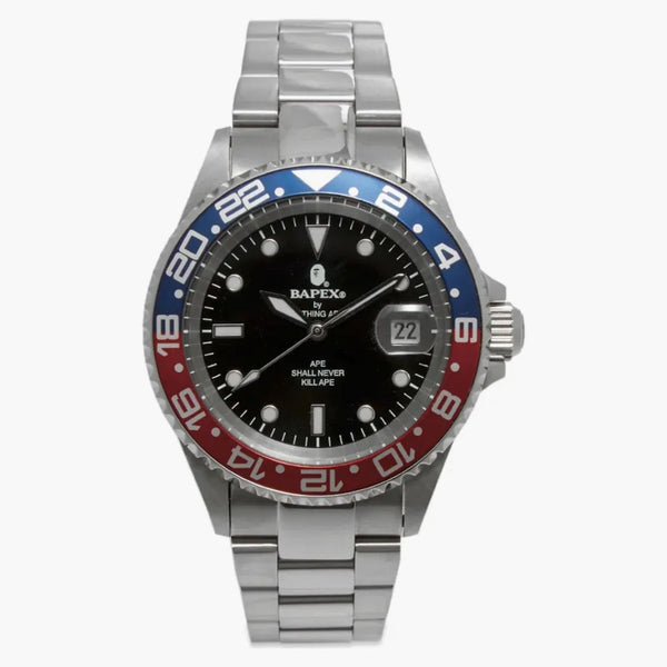 Bape Abathing Ape Type 2 Bapex Watch Silver Red Blue