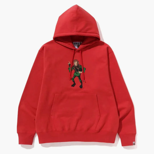 Bape Ape Graphic Relaxed Fit Pullover Hoodie Red