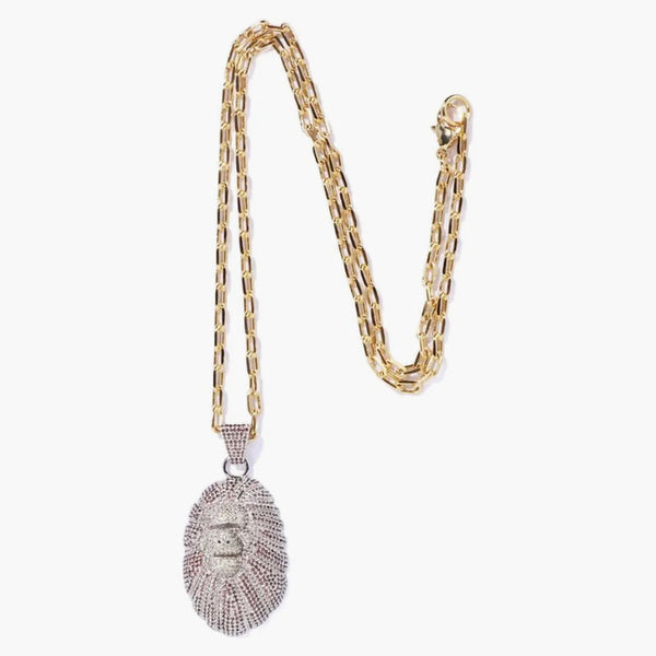 Bape Ape Head Crystal Stone Necklace (fw22) Gold