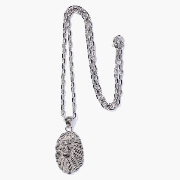 Bape Ape Head Crystal Stone Necklace (fw22) Silver