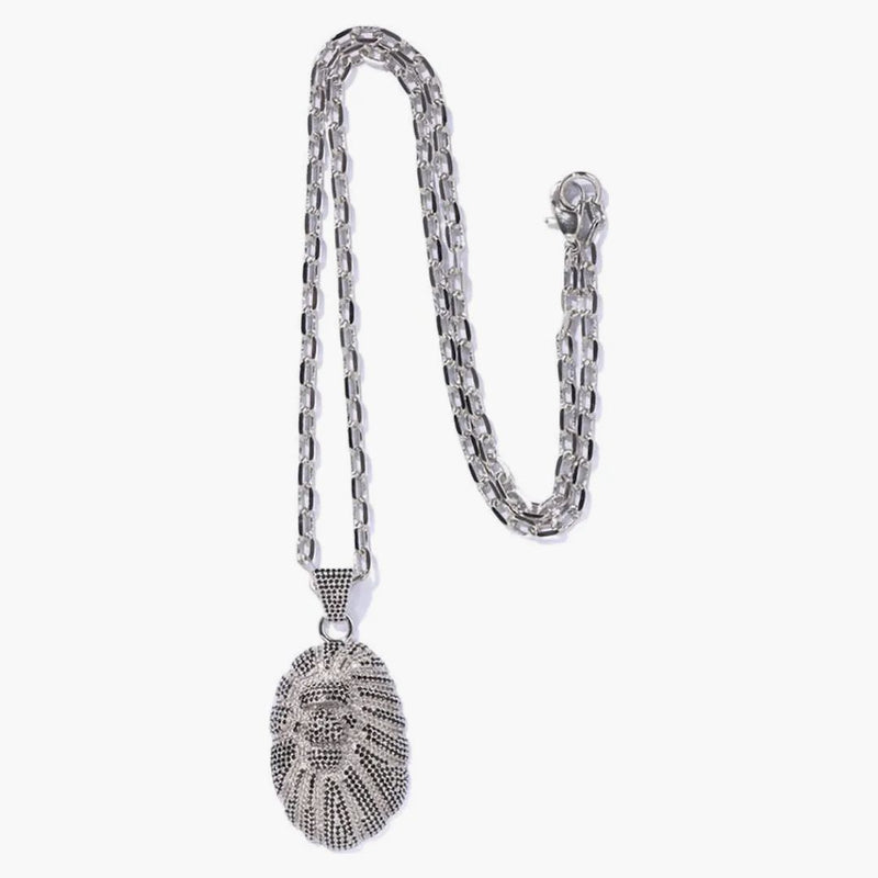 Bape Ape Head Crystal Stone Necklace (fw22) Silver