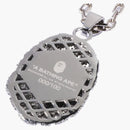 Bape Ape Head Crystal Stone Necklace (edition Of 100) Silver