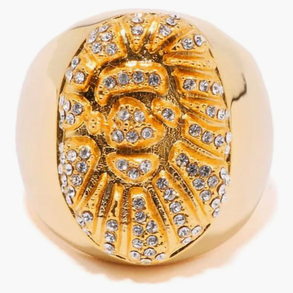 Bape Ape Head Crystal Stone Ring (fw22) Gold
