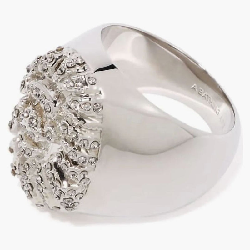 Bape Ape Head Crystal Stone Ring (fw22) Silver