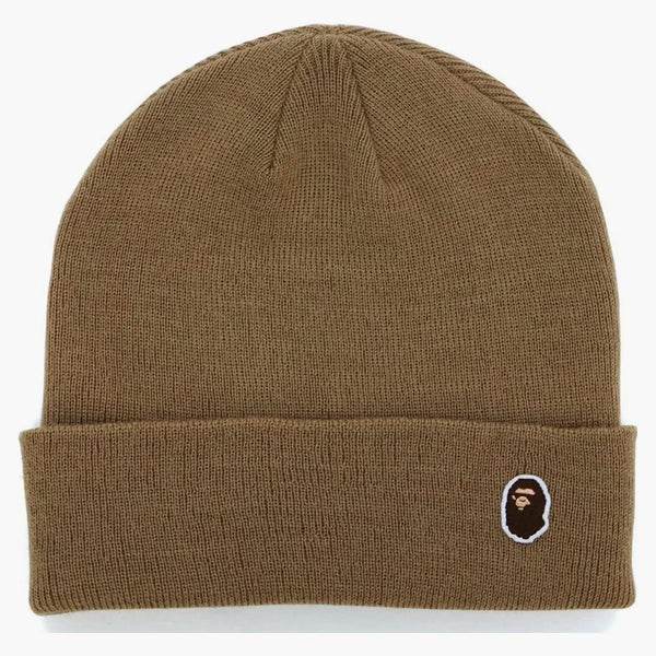 Bape Ape Head One Point Knit Cap (fw21) Beige