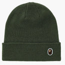 Bape Ape Head One Point Knit Cap (fw21) Olivedrab