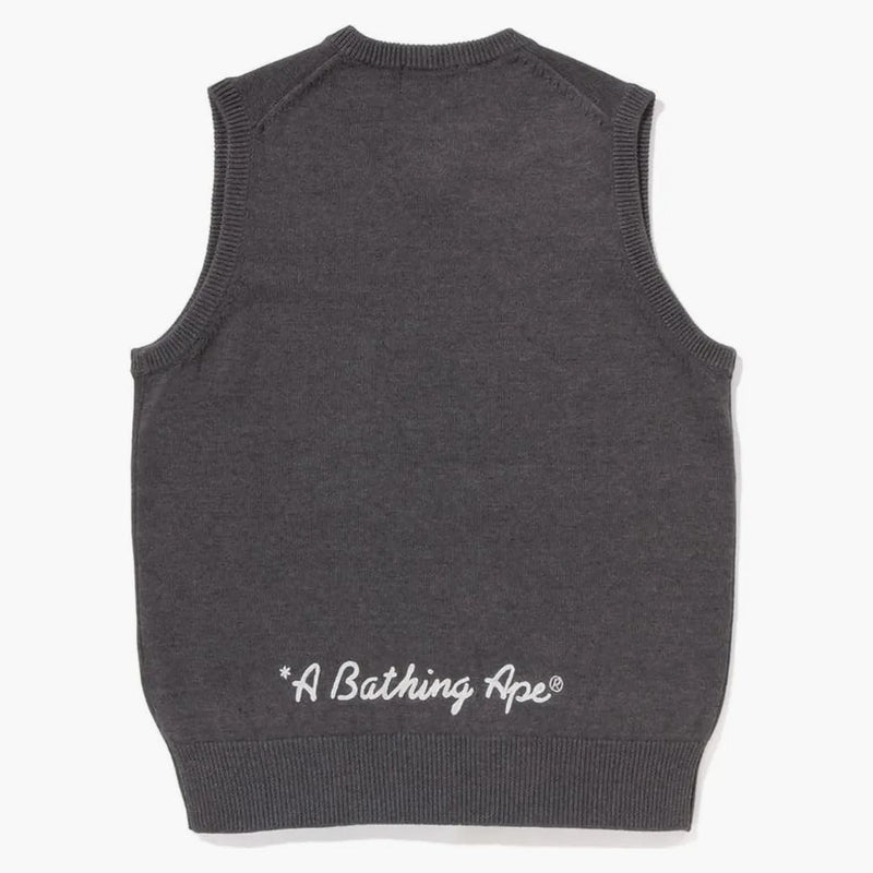 Bape Ape Head One Point Knit Vest Gray