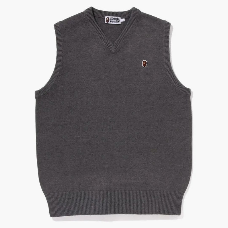Bape Ape Head One Point Knit Vest Gray