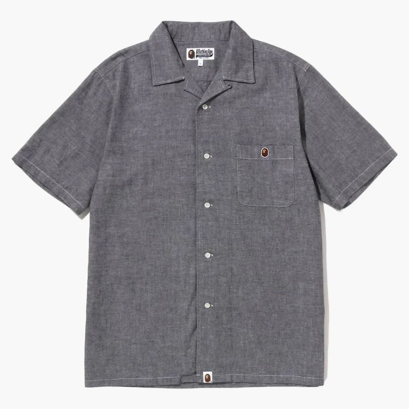 Bape Ape Head One Point Open Collar Shirt Gray