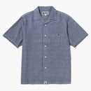 Bape Ape Head One Point Open Collar Shirt Light Indigo