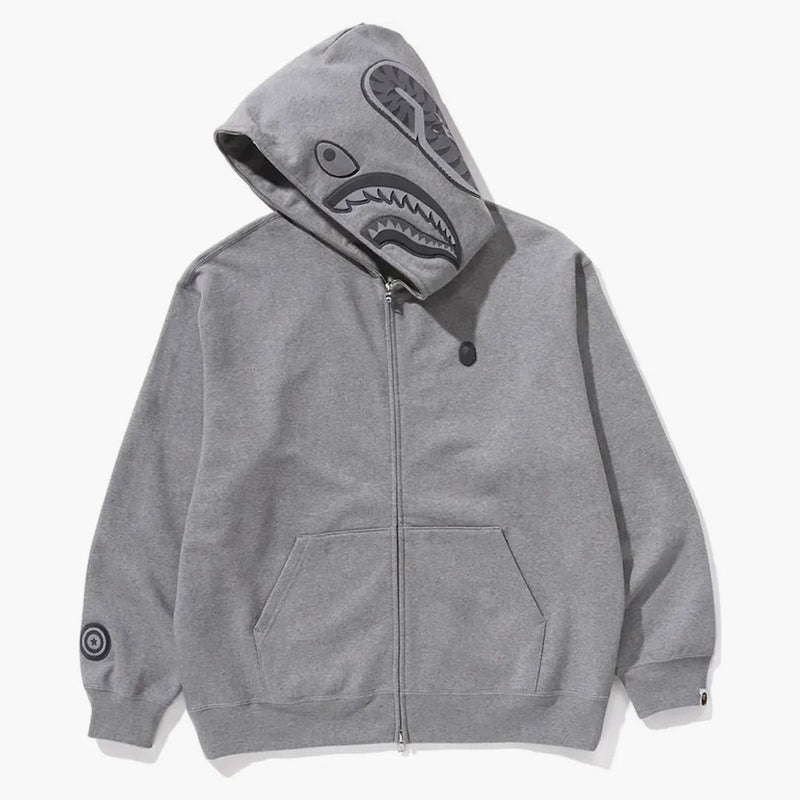 Bape Ape Head One Point Shark Zip Hoodie Grey