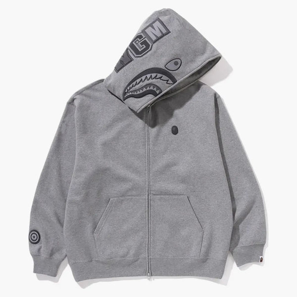 Bape Ape Head One Point Shark Zip Hoodie Grey