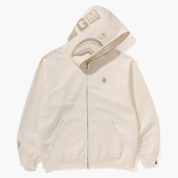 Bape Ape Head One Point Shark Zip Hoodie Ivory