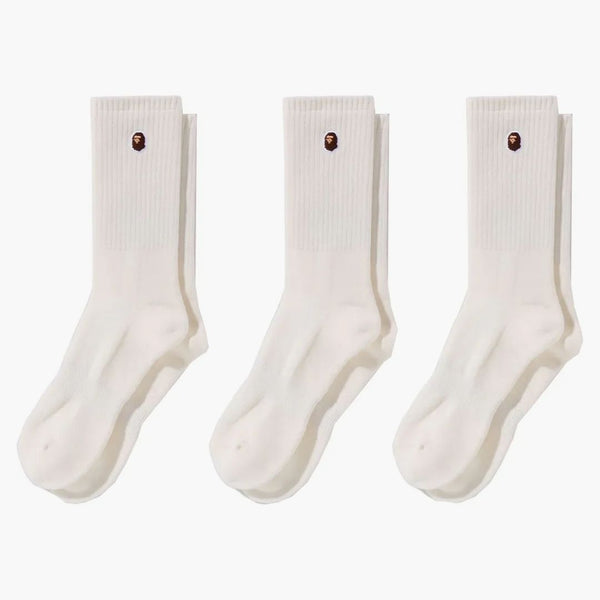 BAPE APE TEST ONE POINT SOCKS (3 pacchetti) bianco