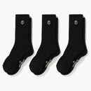 Bape Ape Head One Point Socks (3pack) Black